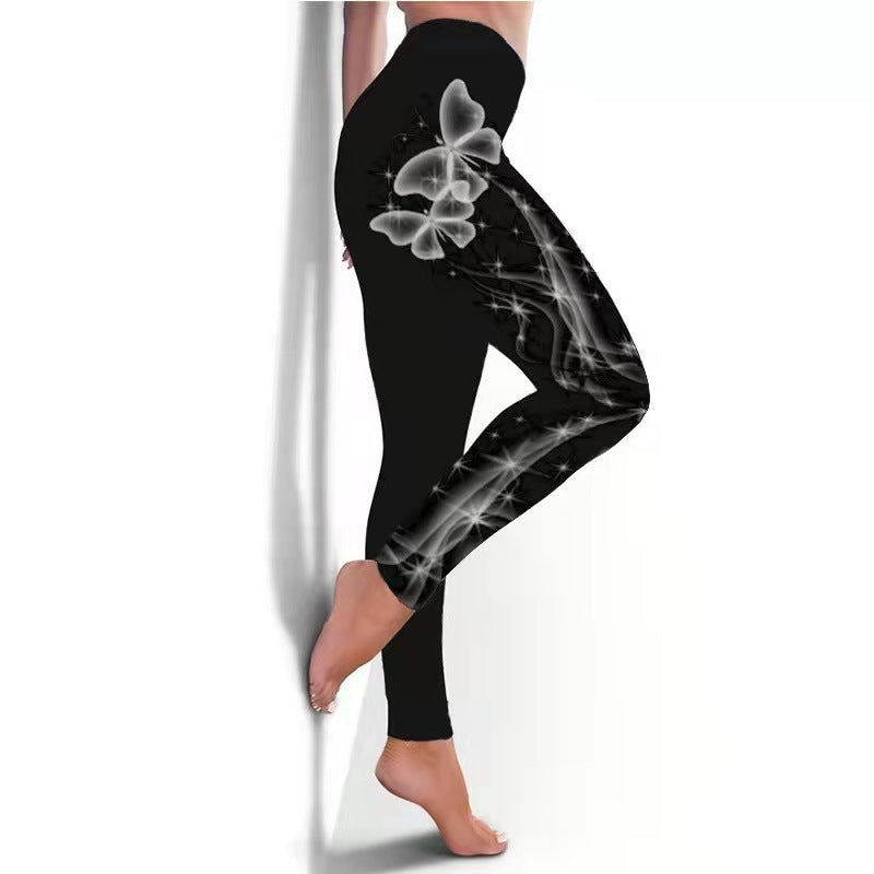 Women's Leggings Fitness Breathable Skinny Butterfly Printed Yoga Pants