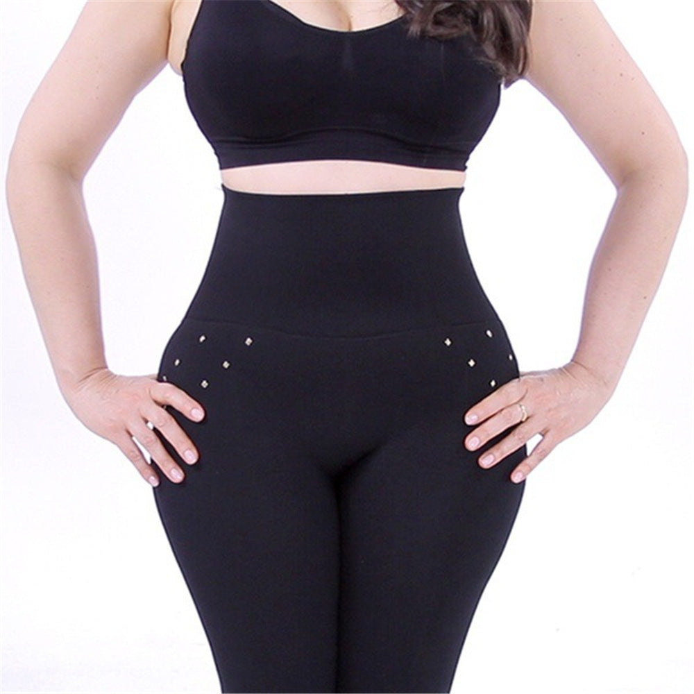 High-waisted Tight Pants Tummy Control Zipper Leggings for Women Seamless Breech with Diamond-studded Pants