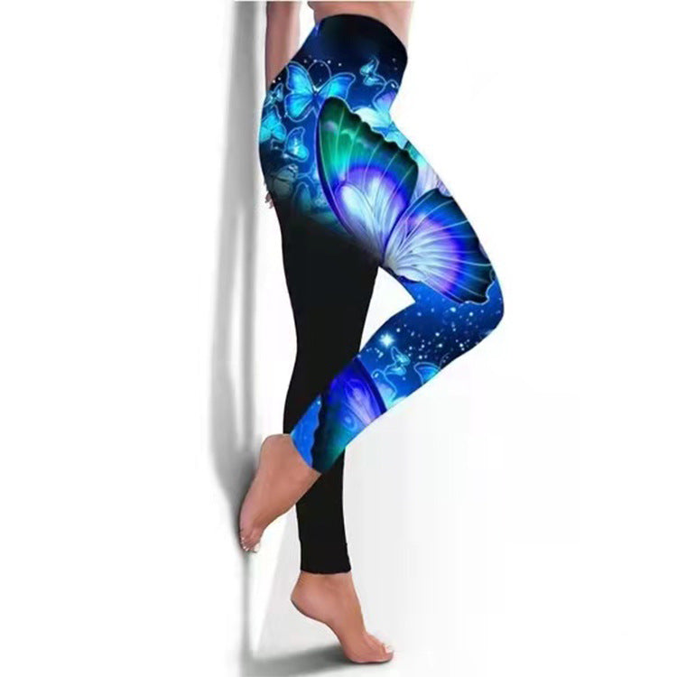 Women's Leggings Fitness Breathable Skinny Butterfly Printed Yoga Pants