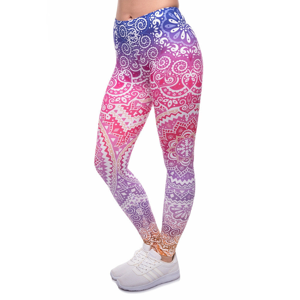 Mandala flower print leggings