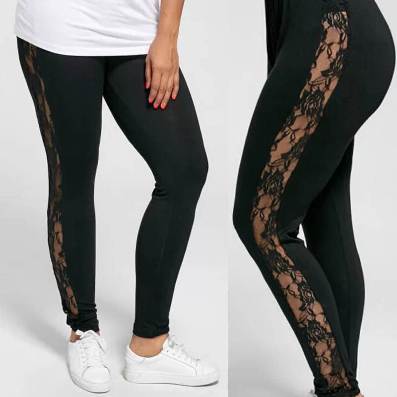 Leggings en dentelle ajourés pour femmes sexy de grande taille