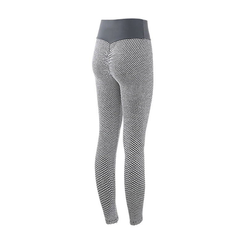 Geruite legging Fitness yogabroek Naadloze dameslegging met hoge taille Ademende gym