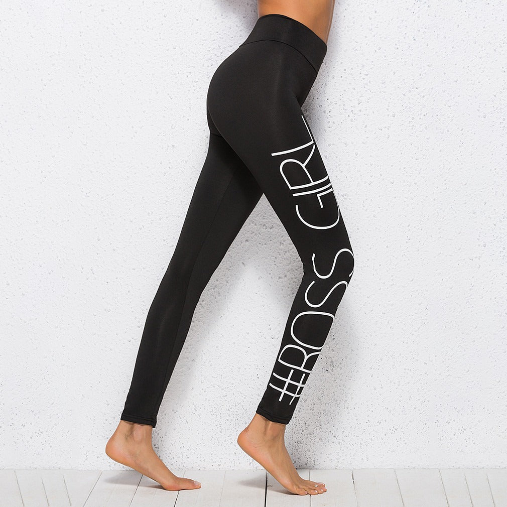 New Yoga Pants Trendy Slim Leggings BO SS GIRL Printed Sweatpants Skinny Sweatpants