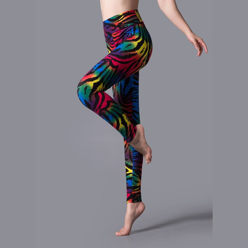 Printemps et automne grand extensible taille haute imprimé léopard vêtements d'extérieur Leggings sport Yoga pantalon ajusté avec petits pieds à la mode taille large