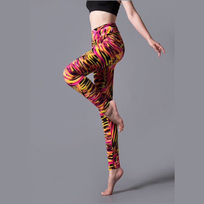 Printemps et automne grand extensible taille haute imprimé léopard vêtements d'extérieur Leggings sport Yoga pantalon ajusté avec petits pieds à la mode taille large