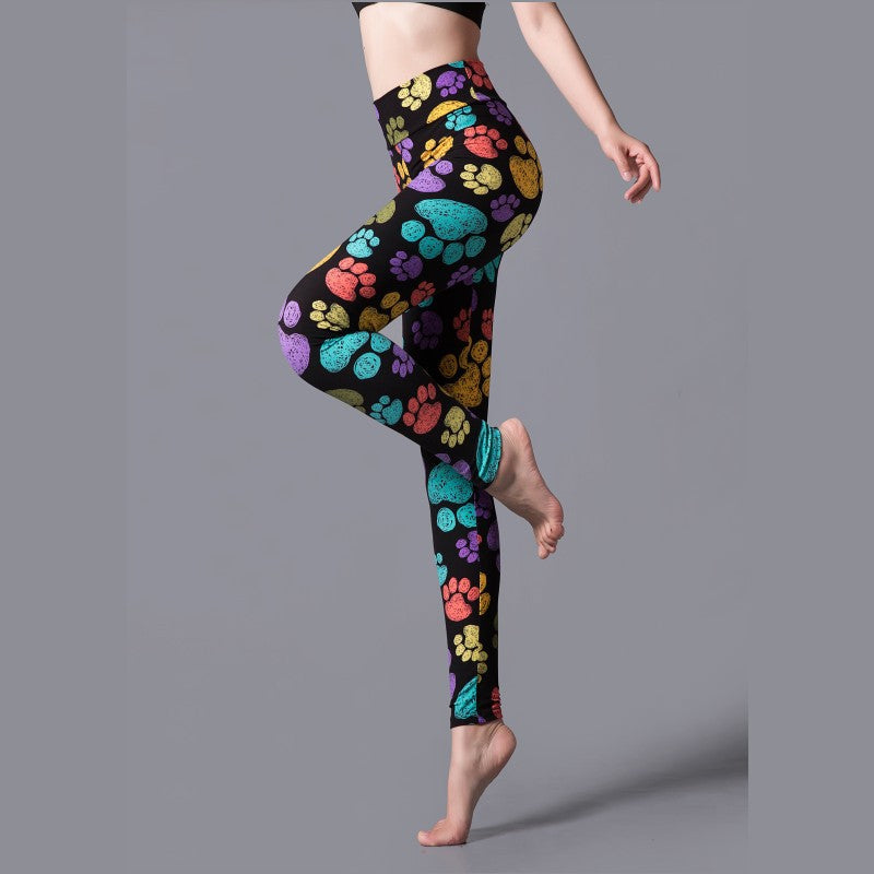 Printemps et automne grand extensible taille haute imprimé léopard vêtements d'extérieur Leggings sport Yoga pantalon ajusté avec petits pieds à la mode taille large