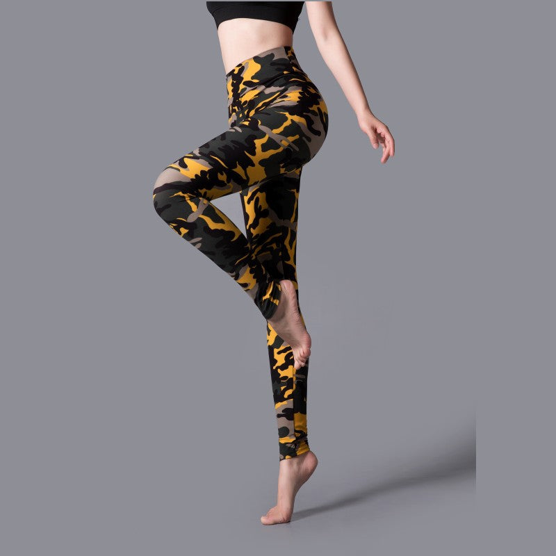 Printemps et automne grand extensible taille haute imprimé léopard vêtements d'extérieur Leggings sport Yoga pantalon ajusté avec petits pieds à la mode taille large