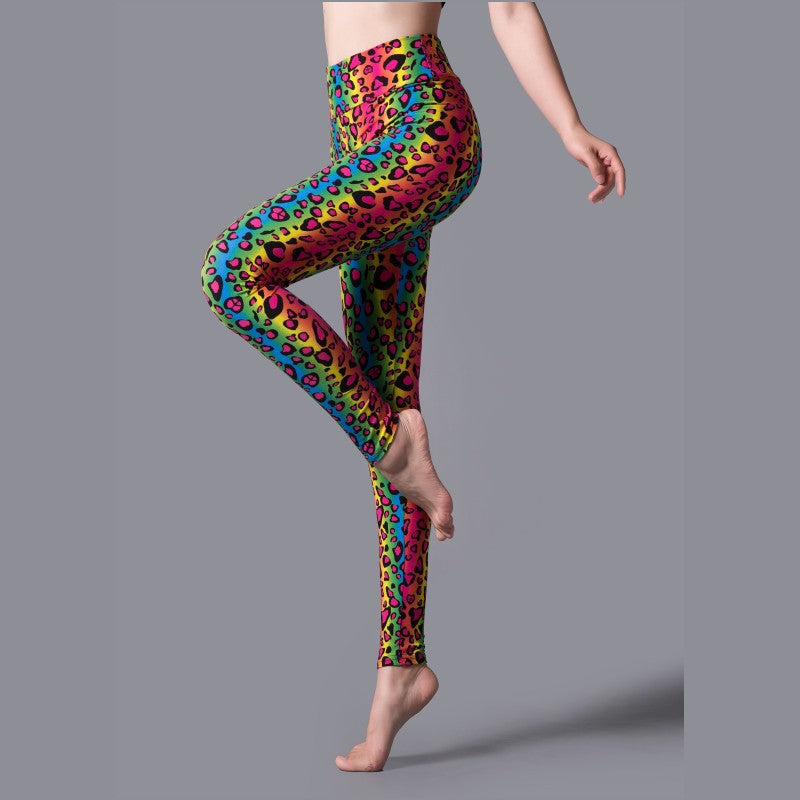 Printemps et automne grand extensible taille haute imprimé léopard vêtements d'extérieur Leggings sport Yoga pantalon ajusté avec petits pieds à la mode taille large