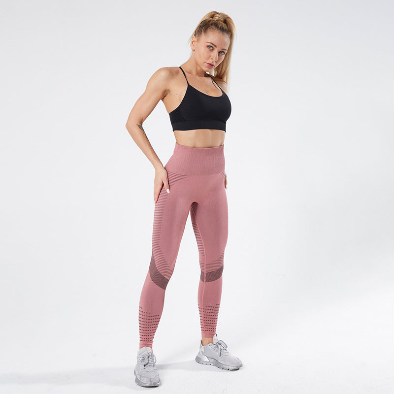 Pantalon de yoga à séchage rapide et découpe jacquard sans couture, pantalon de survêtement sans ligne d'embarras