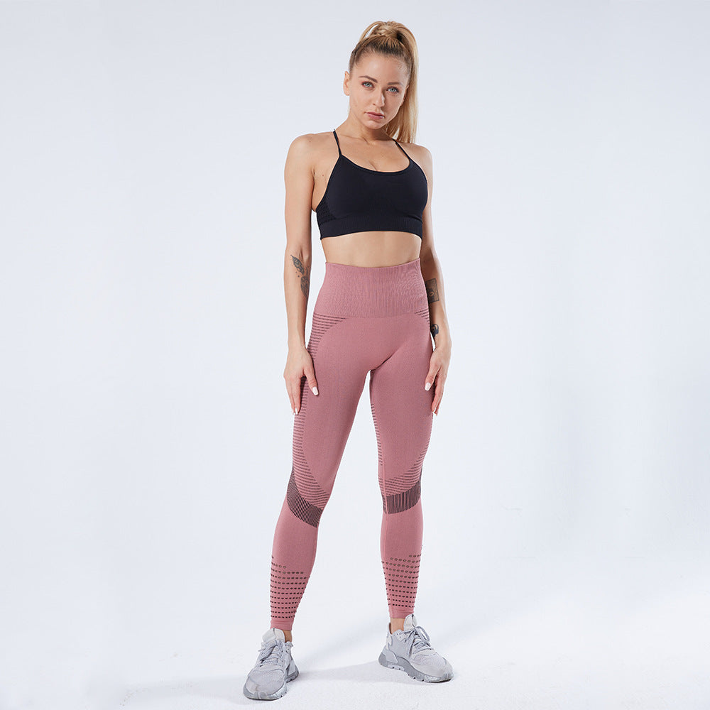 Pantalon de yoga à séchage rapide et découpe jacquard sans couture, pantalon de survêtement sans ligne d'embarras