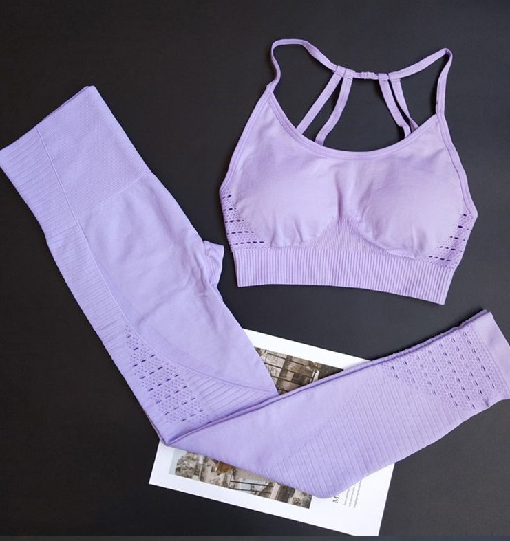 Leggings sans couture énergétiques soutien-gorge à bretelles pièces ensemble de Yoga femmes salle de sport 