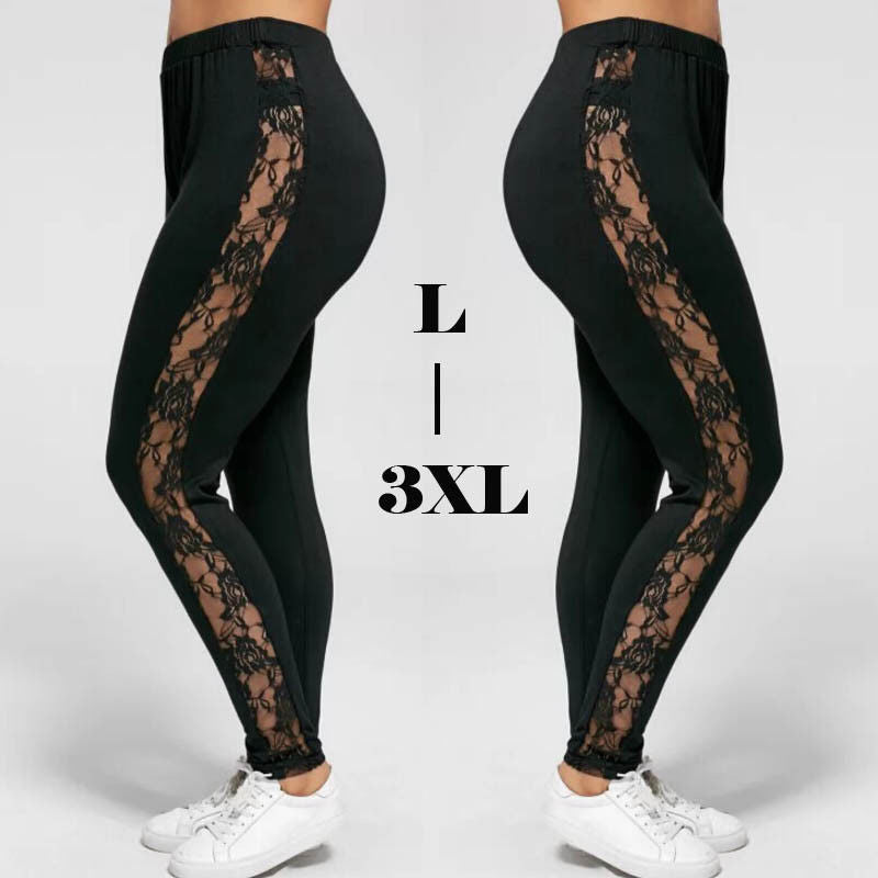 Plus Size Sexy Women Holllow Out Lace Leggings