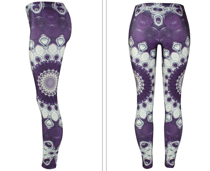 Leggings d'entraînement violets de yoga de fleur de mandala 