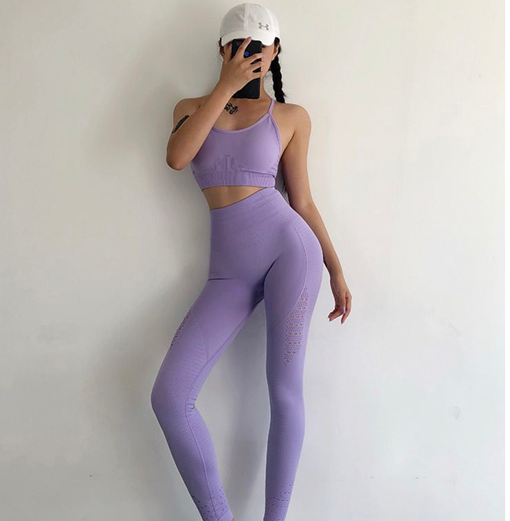 Leggings sans couture énergétiques soutien-gorge à bretelles pièces ensemble de Yoga femmes salle de sport 