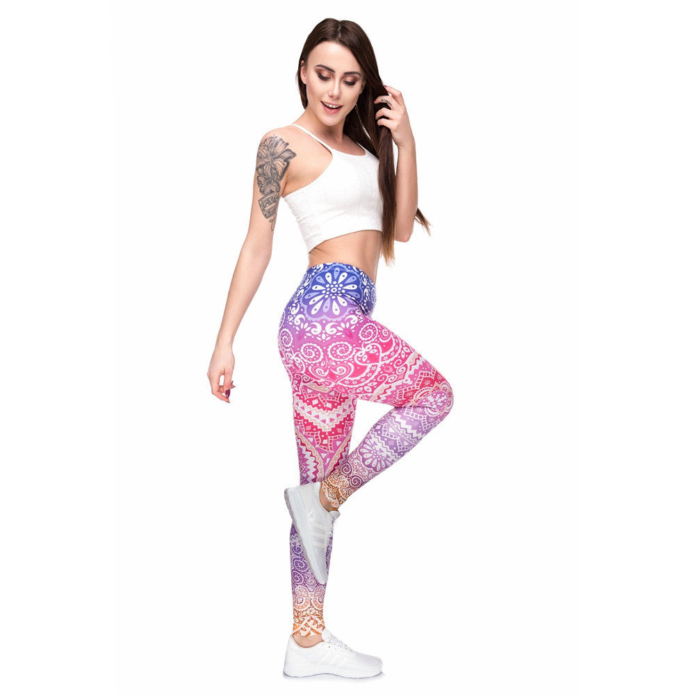 Mandala flower print leggings