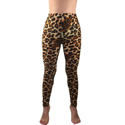 New Leopard Print Slim Leggings Women's Large Size High Stretch Synthetic Fiber Sweatpants