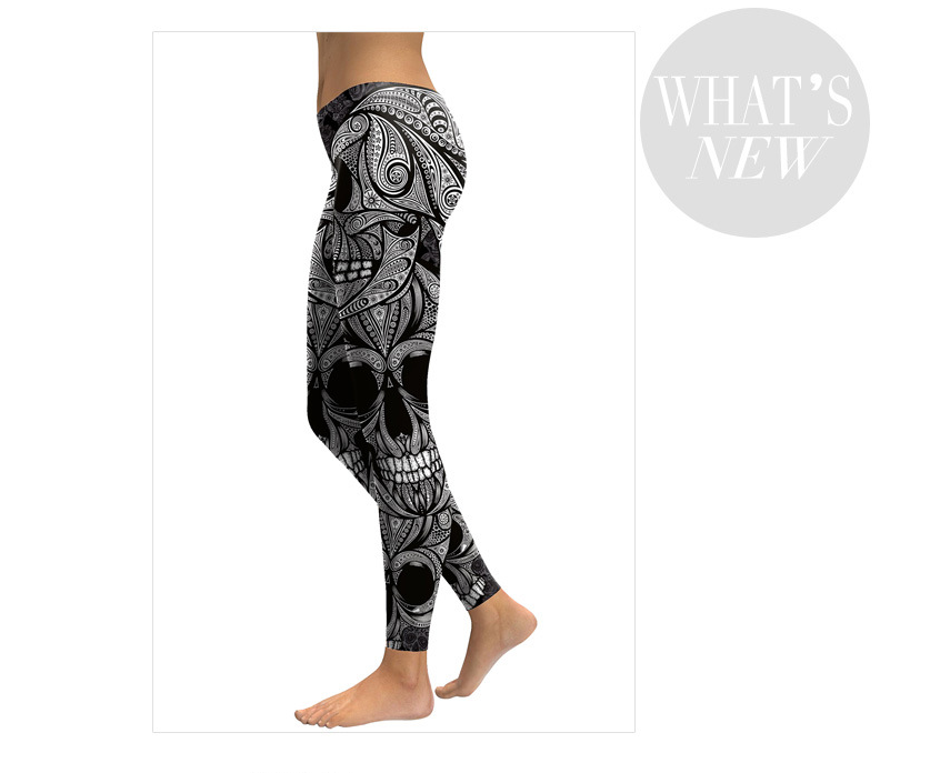 Nieuwe trend legging met lage taille en digitale print 