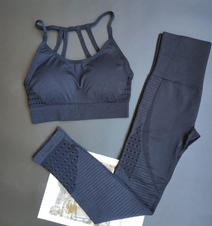 Leggings sans couture énergétiques soutien-gorge à bretelles pièces ensemble de Yoga femmes salle de sport 