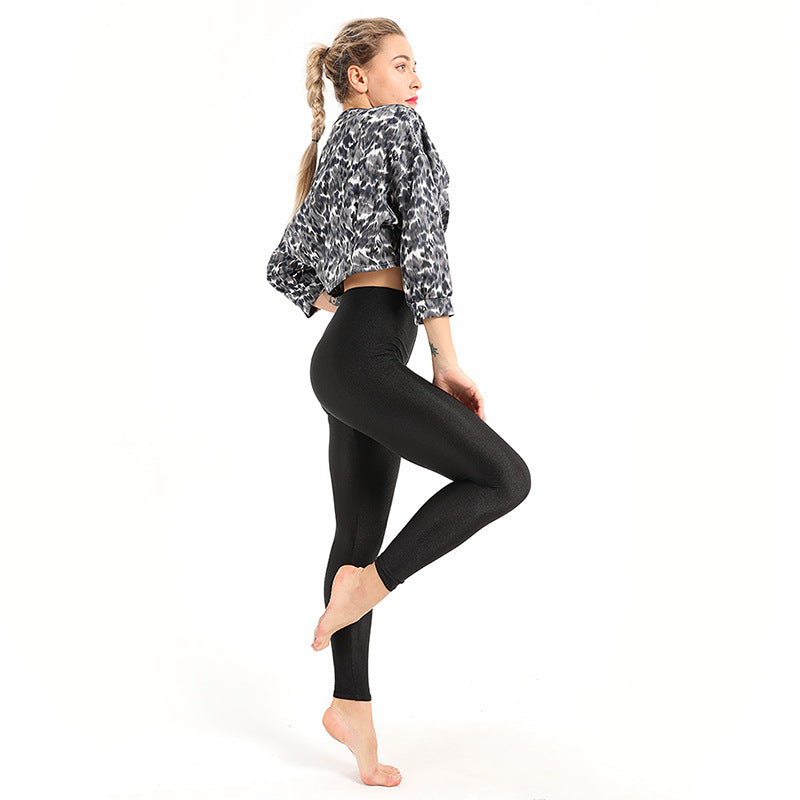 Leggings d'exercices pour femmes décontracté brillant Legging brillant femme