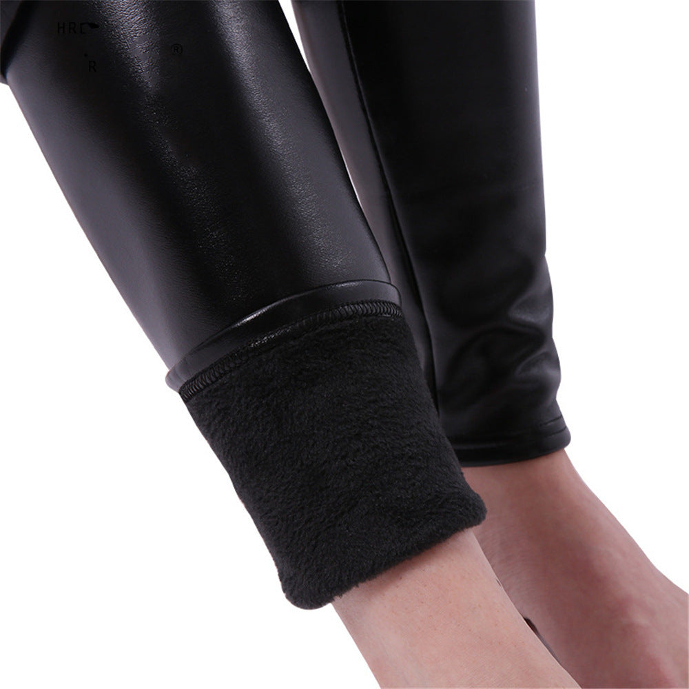 Leather Pants Leggings Plus Velvet Thickened Was Thin And High Waist