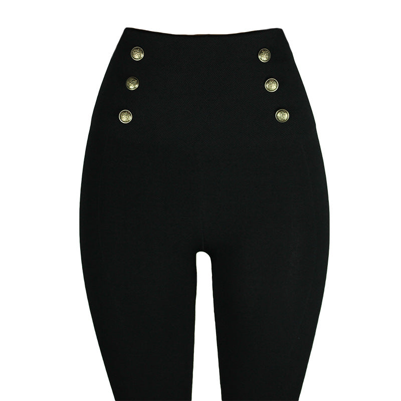 Strakke broek met hoge taille, buikcontrole en ritssluiting voor dames, naadloze stuitligging met broek met diamanten studs