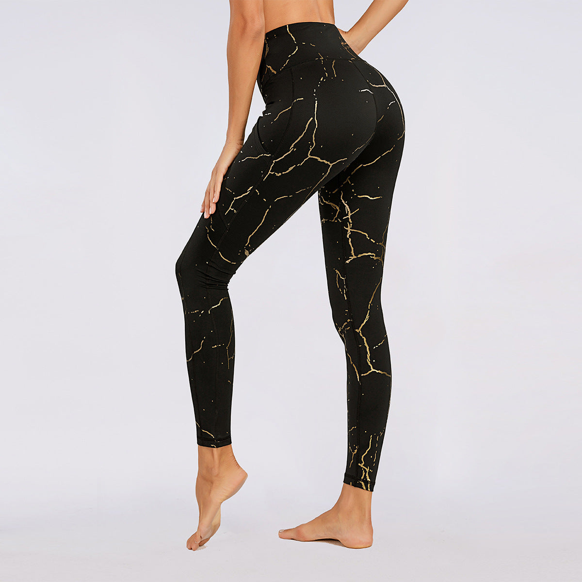 Pantalon de yoga rehaussant les hanches, legging slim taille haute bronzant 