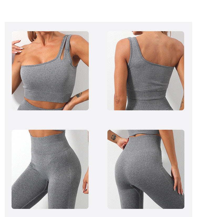 Gilet à une épaule, vêtements de Yoga, Leggings, ensemble de soutien-gorge de sport, Fitness