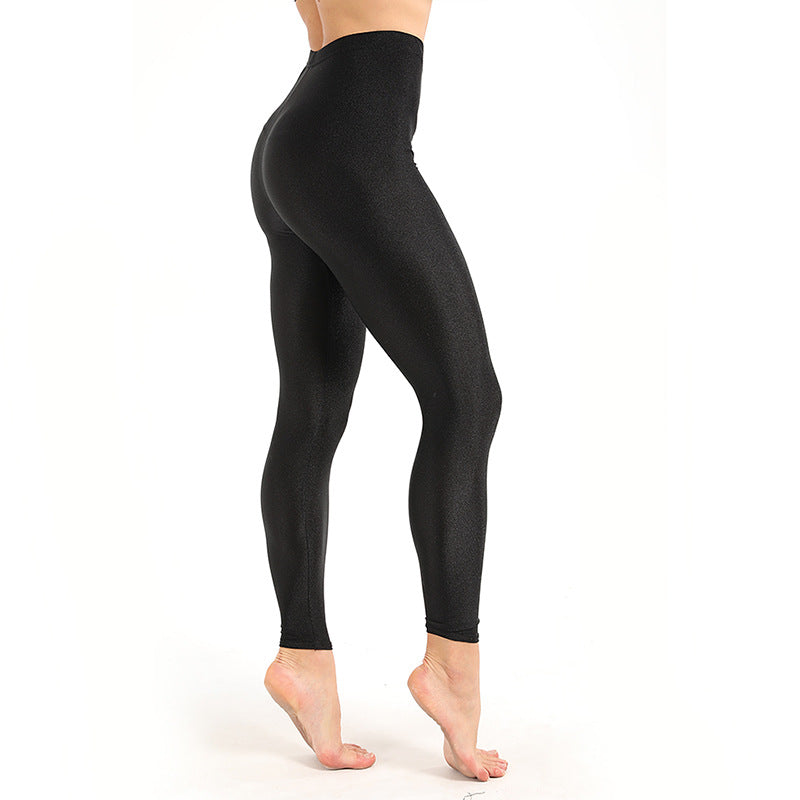 Leggings d'exercices pour femmes décontracté brillant Legging brillant femme