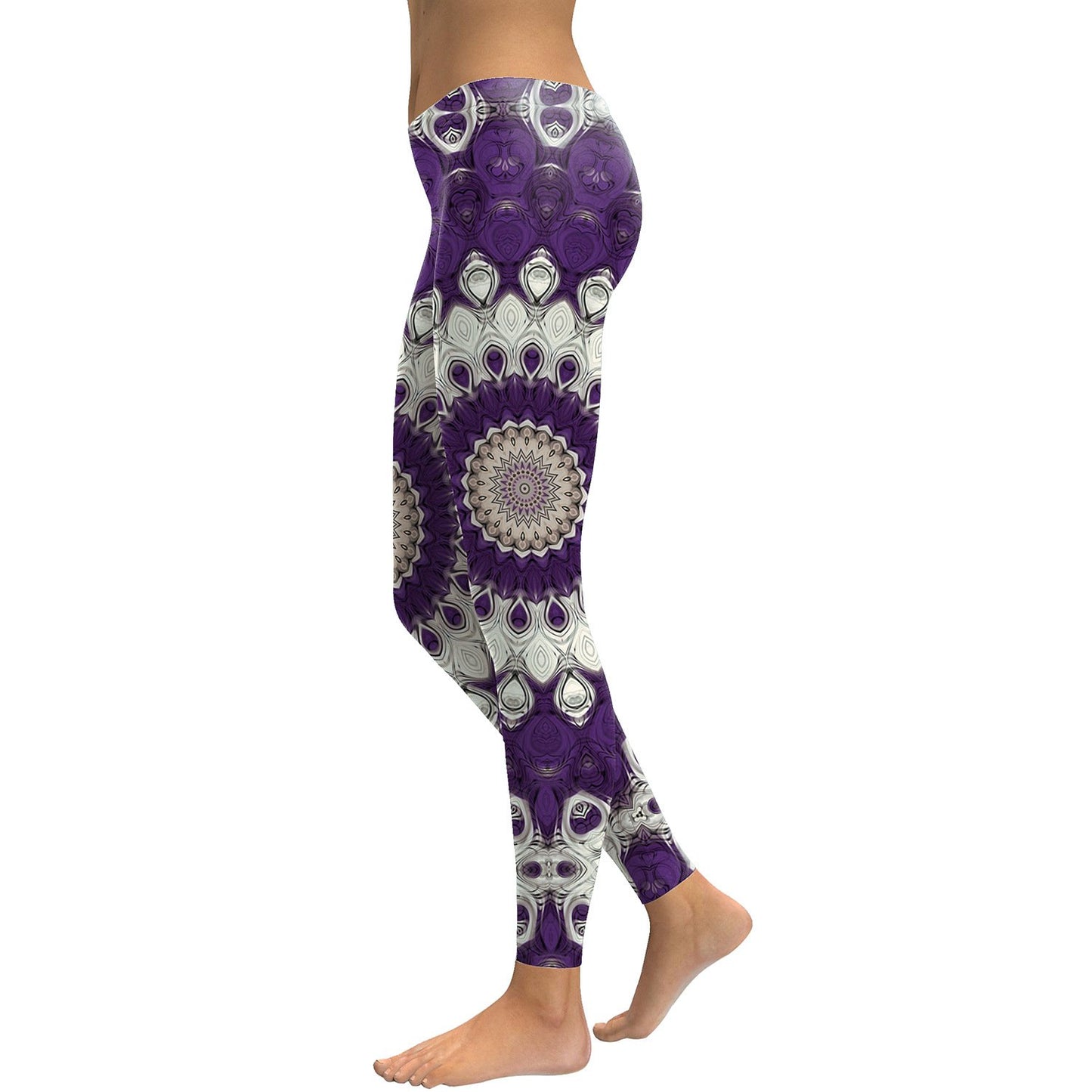 Paarse Mandala bloem yoga training legging 