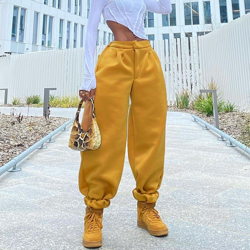 Solid Color Ins Fashion Casual Loose Leggings Trousers