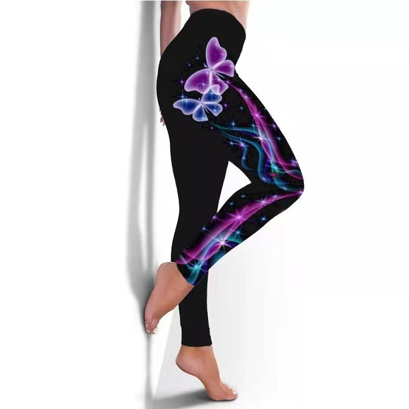 Women's Leggings Fitness Breathable Skinny Butterfly Printed Yoga Pants