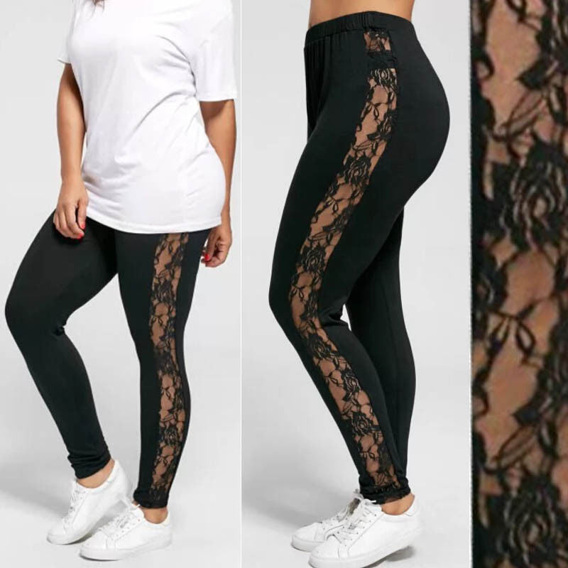 Leggings en dentelle ajourés pour femmes sexy de grande taille