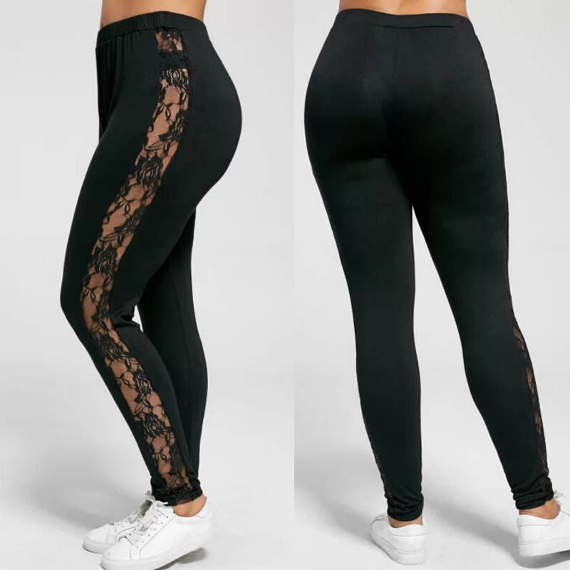 Leggings en dentelle ajourés pour femmes sexy de grande taille