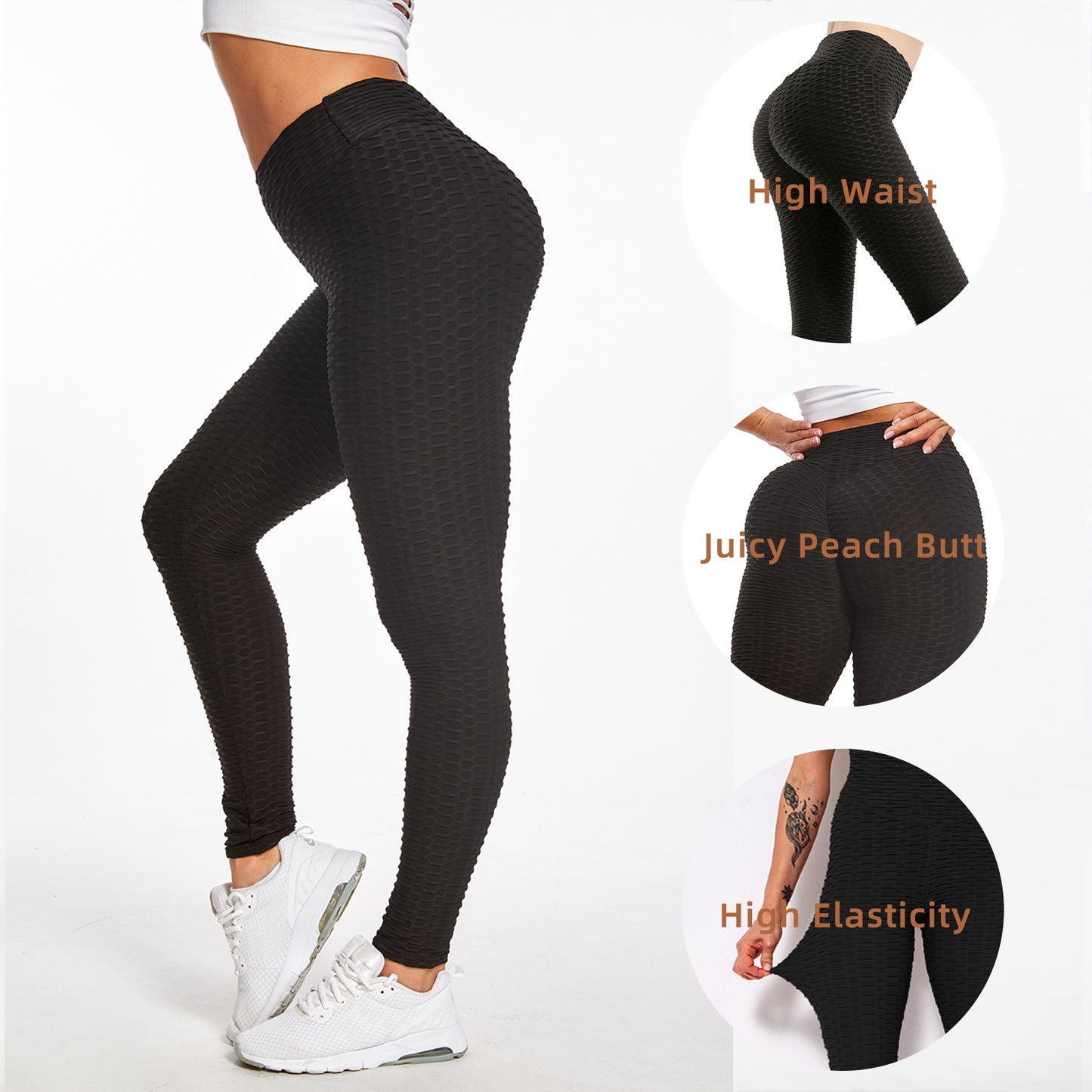 Dames TIK Tok-legging Bubble getextureerde legging Butt Lifting yogabroek zwart Amazon verboden