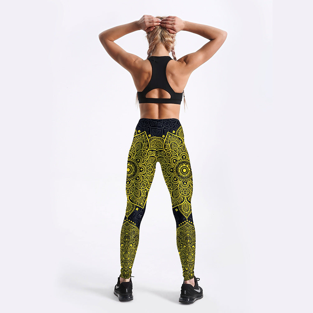 Geelgouden Mandala yoga/training legging 