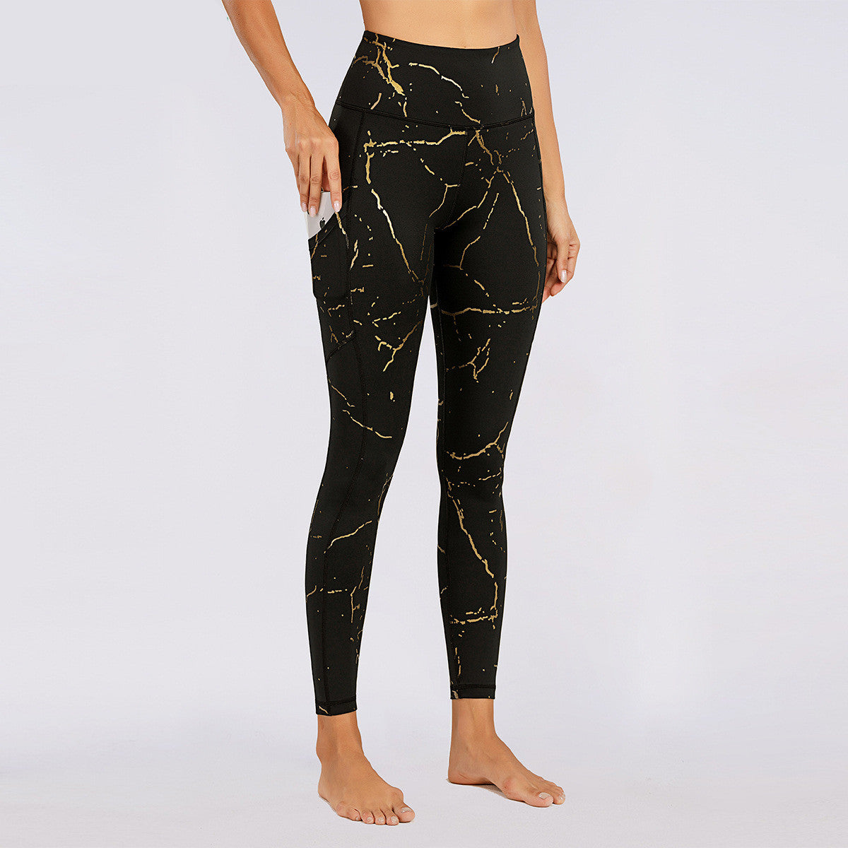 Pantalon de yoga rehaussant les hanches, legging slim taille haute bronzant 