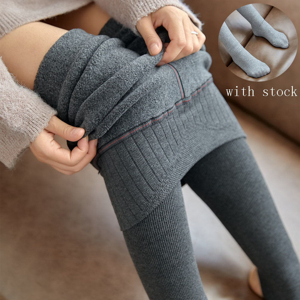 Hoge taille strepen legging Winter warme dikke hoge stretch imitatie-kasjmier broek skinny fitness vrouw broek