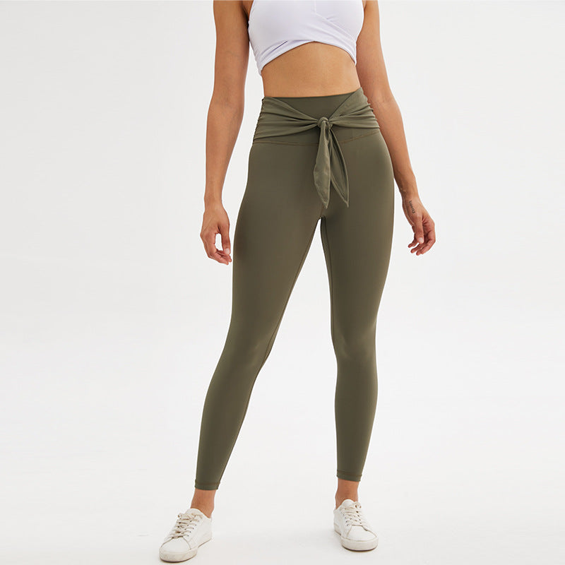 Nine-point legging yoga pants with straps