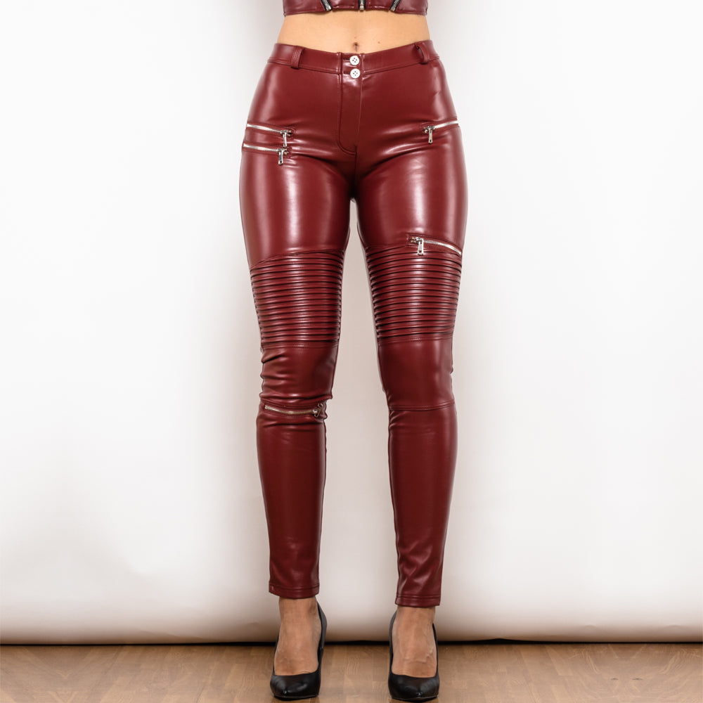 Shascullfites Melody Leggings super serrés extensibles dans quatre directions en cuir pour motard