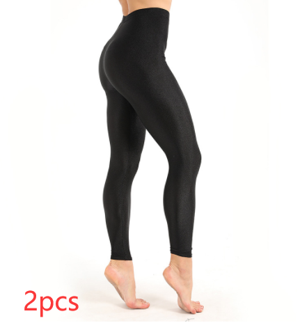 Leggings d'exercices pour femmes décontracté brillant Legging brillant femme