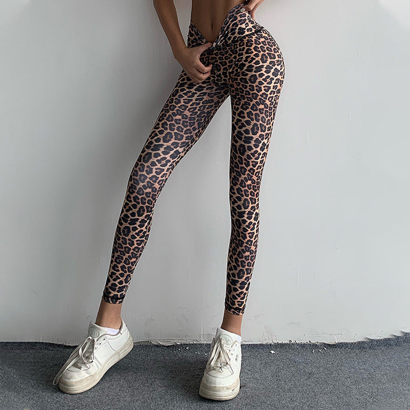 Fitnessbroek Vrouwelijke legging met slangenleer en luipaardprint met hoge taille