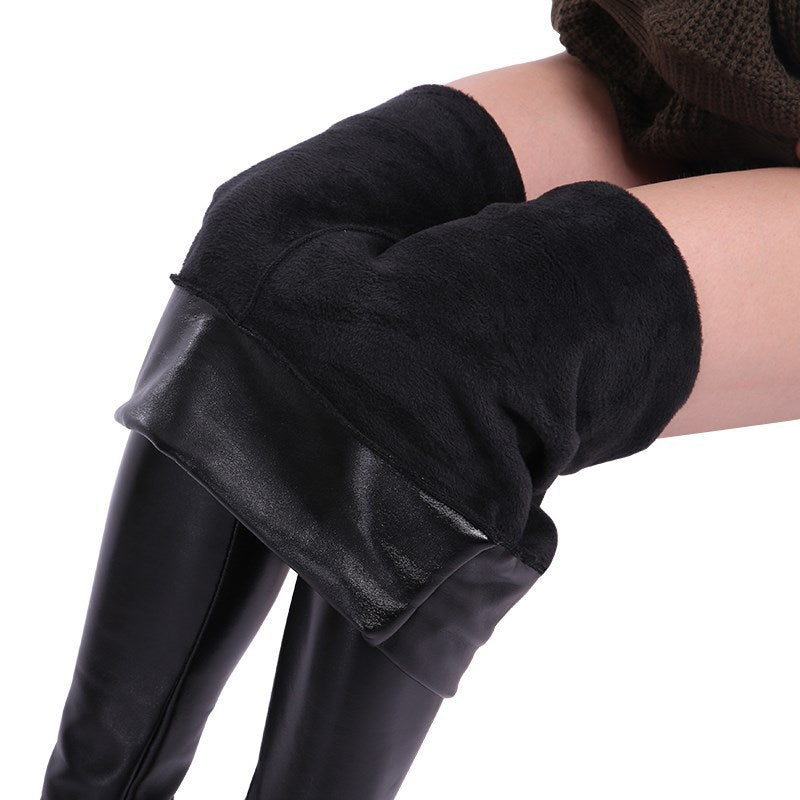 Leather Pants Leggings Plus Velvet Thickened Was Thin And High Waist