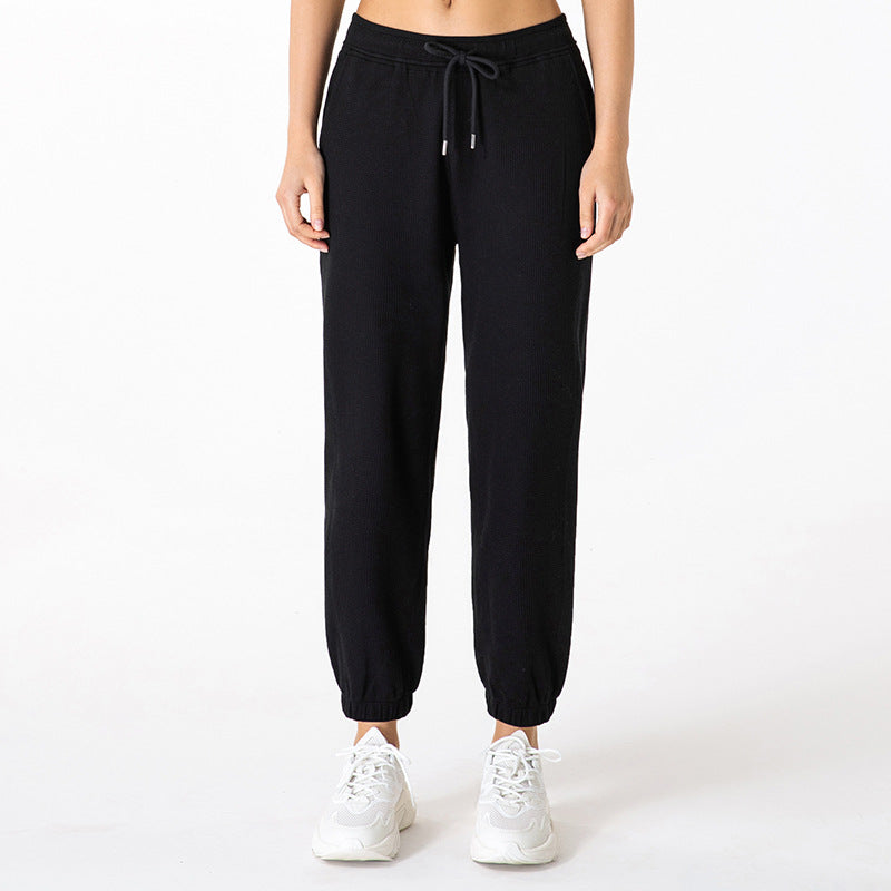 Women's Quick-drying Pockets And Feet, Thin, High-waisted, Loose-fitting Sports Casual Pants