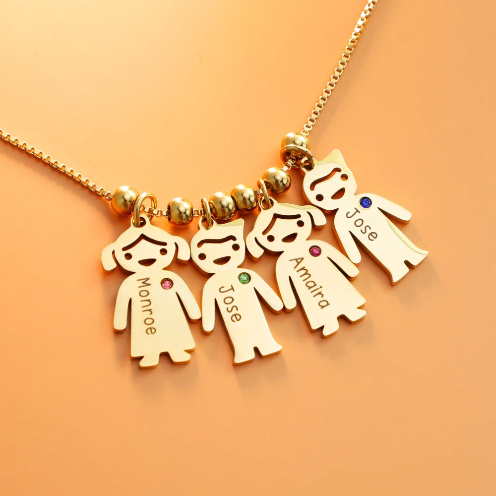 Personalized Birthstone Necklace Cute Kids Pendants Necklace