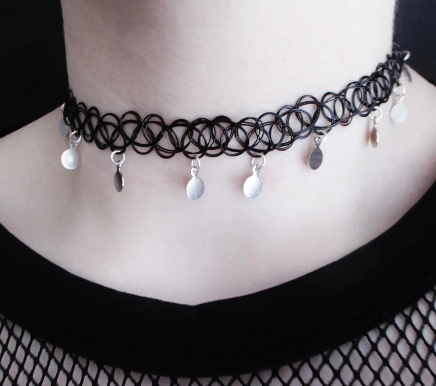 moon and stars necklace - tattoo choker - grunge choker