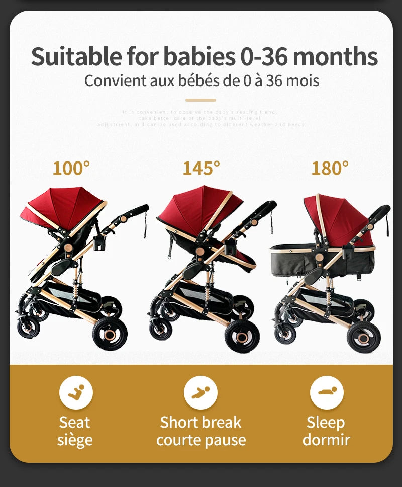 Baby Stroller 3 in 1 Portable Travel Baby Carriage Folding  for Newborn Baby