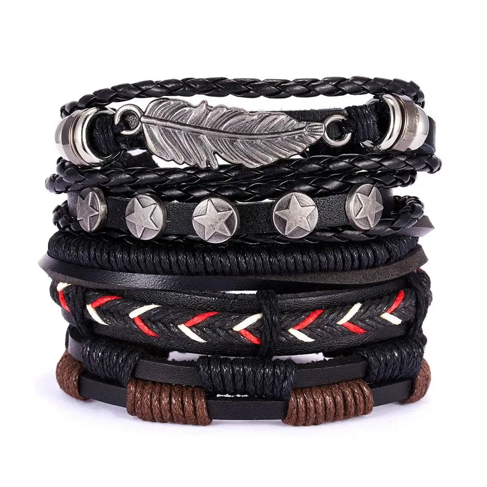 Men Vintage Leather Braid Bracelets