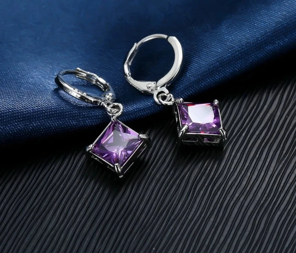 Square Zircons Pendant and Earrings