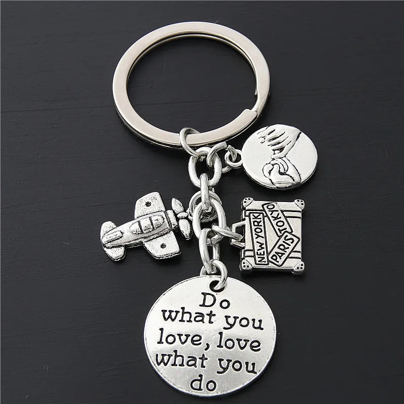 1pc World Map Charms Airplane Key Chains No Matter Where Pendant Key Ring For Travel Jewlery Freedom Gift For Traveler