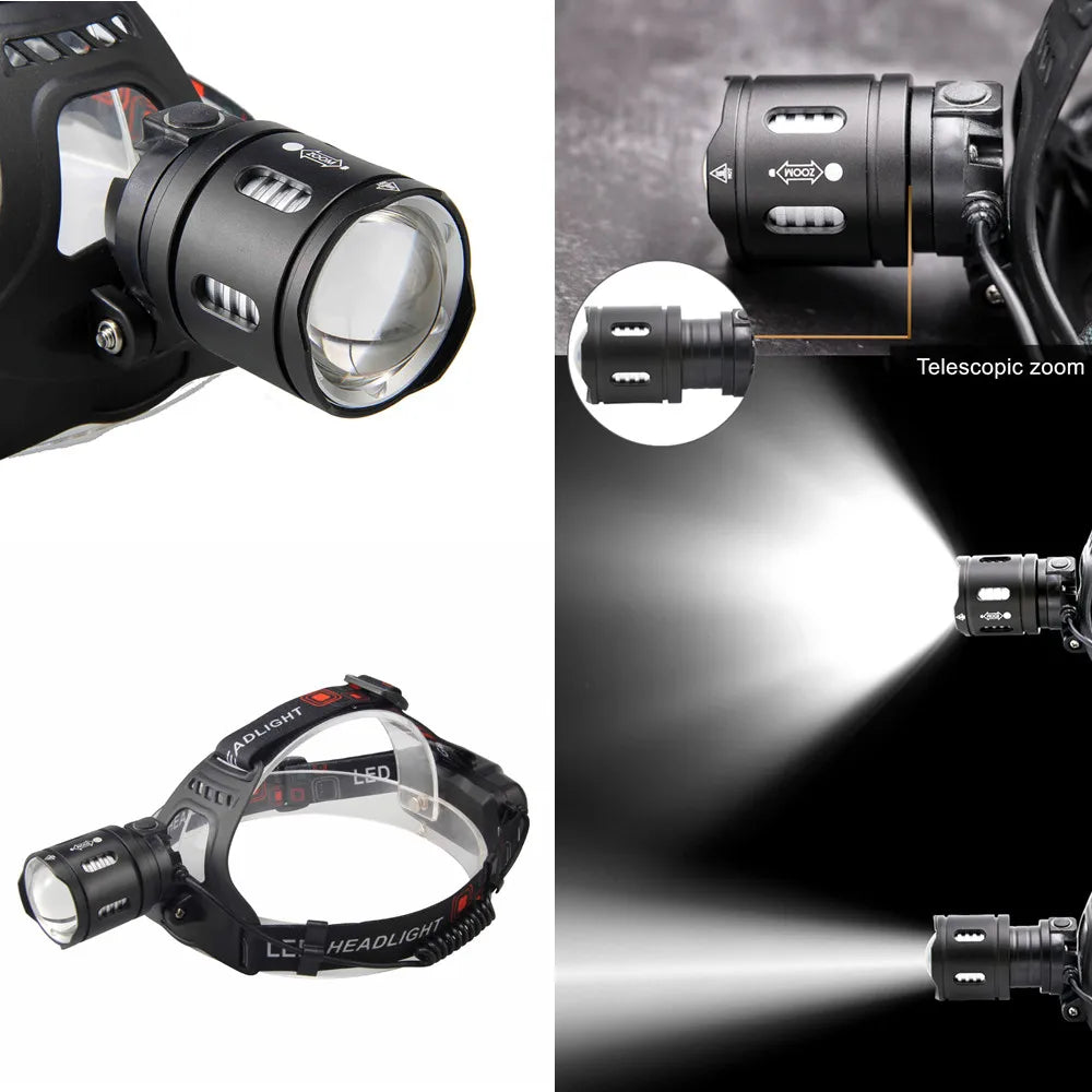 Powerful XHP70.2 XHP50.2 Led Headlamp Headlight Zoom Head Lamp Flashlight Torch 18650 battery USB Rechargeable Fishing Lantern